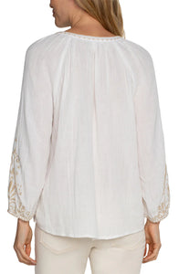 Embroidered Gauze Top