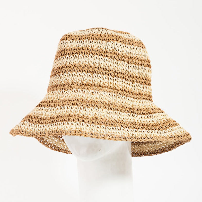 Straw Braid Stripe Bucket Hat