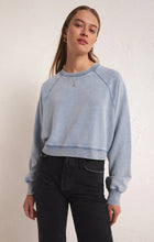 Load image into Gallery viewer, Crop Out Knit Denim Sweatshirt
