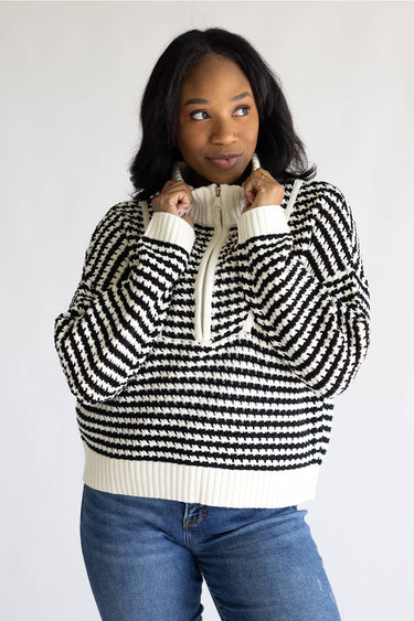 1/4 Zip Stripe Sweater
