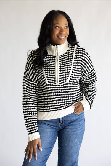 1/4 Zip Stripe Sweater