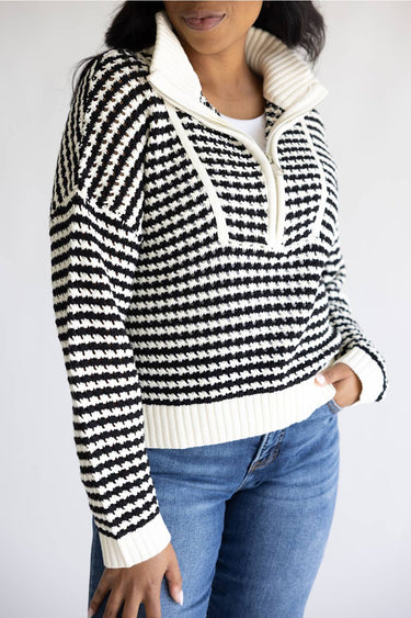 1/4 Zip Stripe Sweater