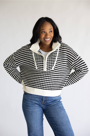 1/4 Zip Stripe Sweater