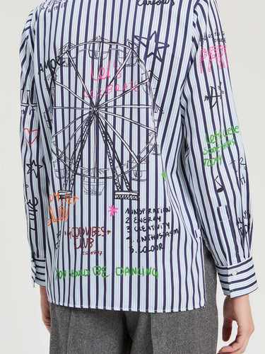 Ferris Wheel Print Stripe Shirt