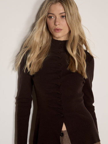 Pleat Button Knit Top
