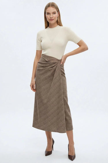 Arvion Side Wrap Plaid Skirt