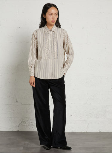 Castilana Tuxedo Ruffle Detail Blouse