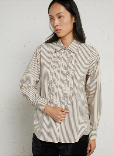 Castilana Tuxedo Ruffle Detail Blouse