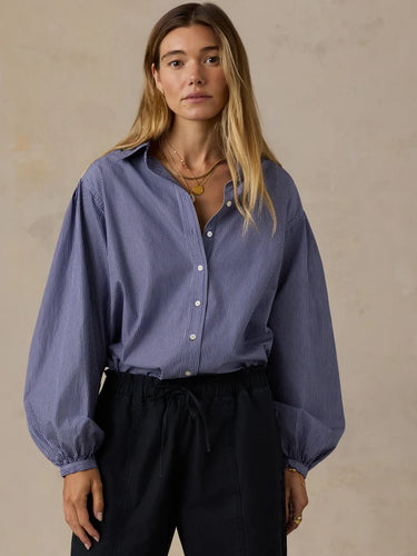 Coastal Poplin Suki Puff Long Sleeve Blouse