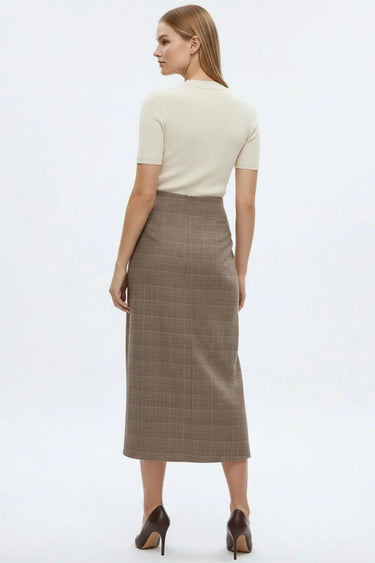 Arvion Side Wrap Plaid Skirt