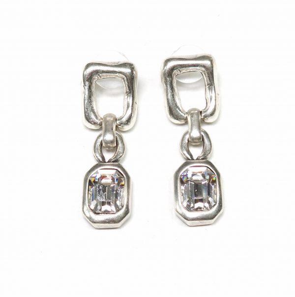 Square Post + Crystal Drop Earring