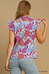 Print Flutter Sleeve Top