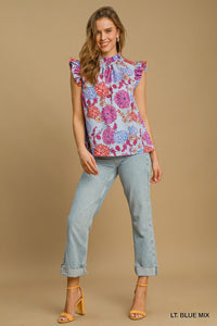 Print Flutter Sleeve Top