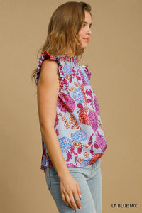 Print Flutter Sleeve Top