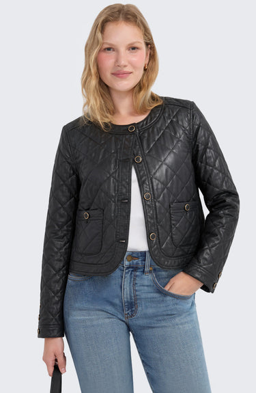 Vegan Quilted Collarless Jacket