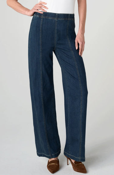 High Rise Pull-On Wide Leg with Seam Detail 32" Ins