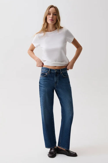 Lexi Mid Rise Bowed Straight Jean