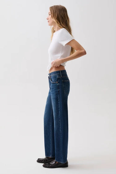 Lexi Mid Rise Bowed Straight Jean