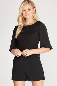 Satin Bubble Sleeve Top