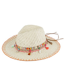 Load image into Gallery viewer, Stitch Edged Straw Sun Hat
