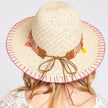 Load image into Gallery viewer, Stitch Edged Straw Sun Hat
