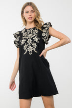 Load image into Gallery viewer, Embroidered Flutter Sleeve Dress
