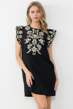 Load image into Gallery viewer, Embroidered Flutter Sleeve Dress
