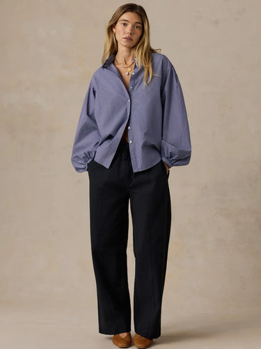 Coastal Poplin Suki Puff Long Sleeve Blouse
