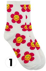 Crew Smile Flower Socks