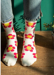 Crew Smile Flower Socks