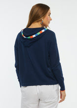 Load image into Gallery viewer, Intarsia Trim Hoodie Sweater
