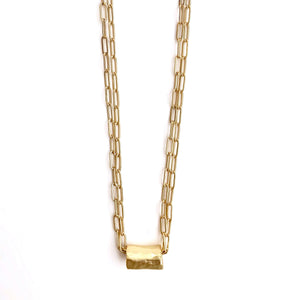 Double Paperclip Chain With Barrel Necklace