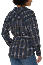 Load image into Gallery viewer, Plaid Belted Shirt Jacket
