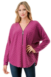 Cozy Check Zipper Top