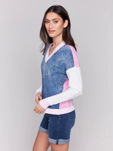 Colorblock V Neck Sweater