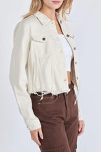 Load image into Gallery viewer, Cream Distressed Jean Jacket
