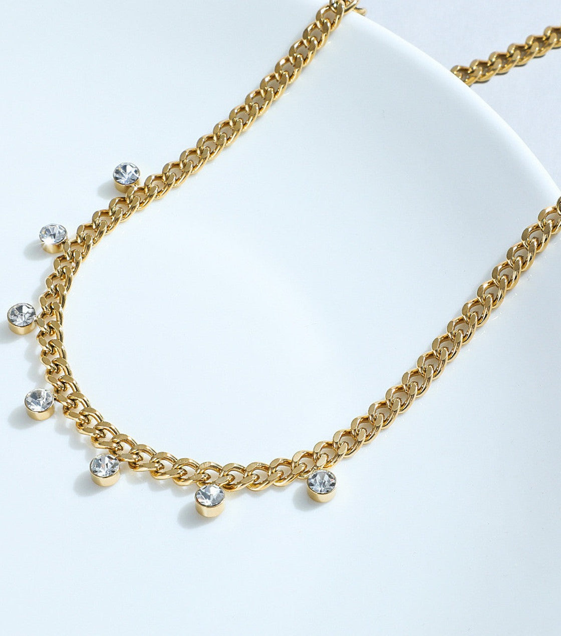Chunky Chain + CZ Drops Necklace