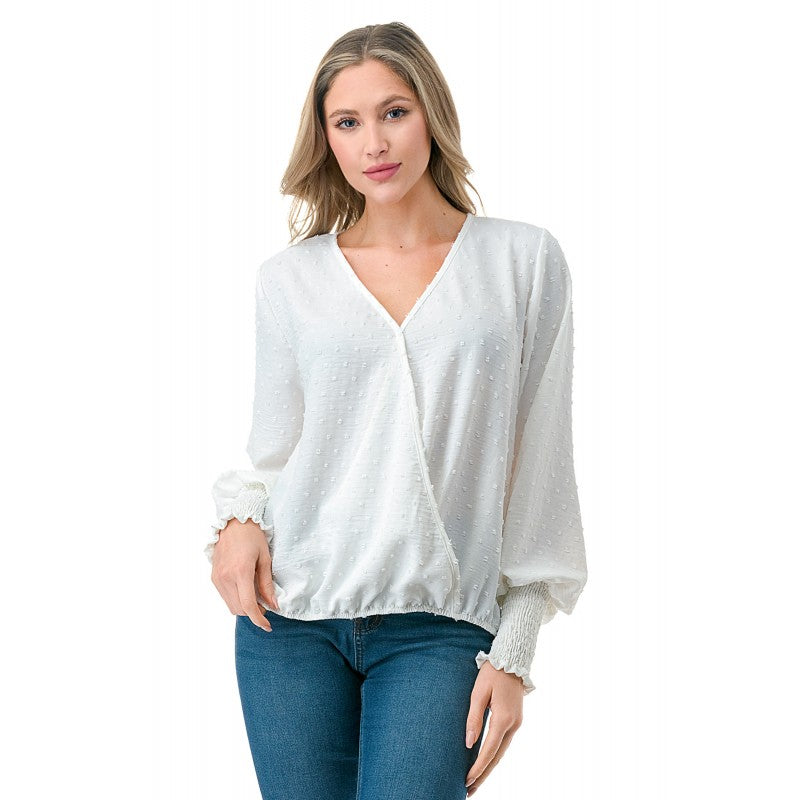 Swiss Dot Surplice Top