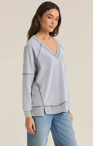 Easy V Knit Denim Sweatshirt