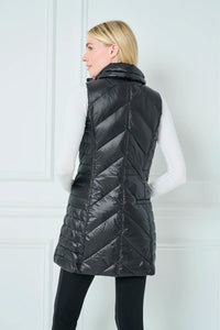 Long Chevron Quilted Vest