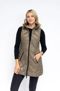Long Chevron Quilted Vest