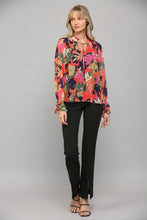 Load image into Gallery viewer, Floral Ruffle Neck Blouse
