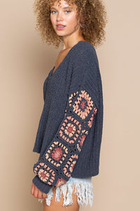 Granny Square Puff Sweater