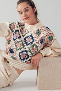 Granny Square Crop Sweater