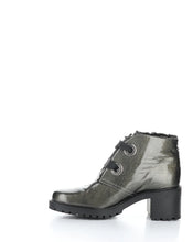 Load image into Gallery viewer, Patent Lace Up Sherpa Lined Bootie
