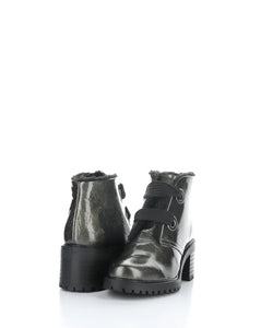 Patent Lace Up Sherpa Lined Bootie