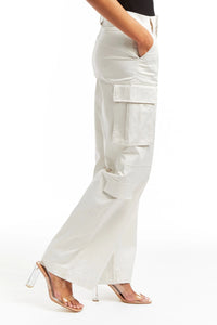 Wide Leg Satin Cargo Pant