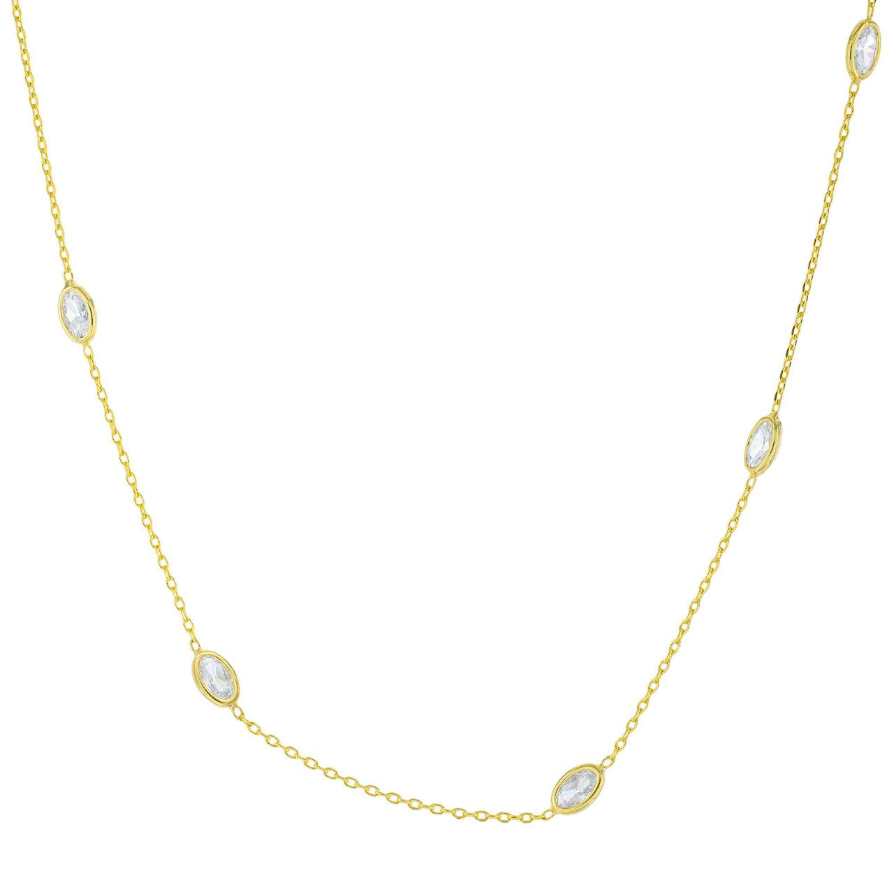Oval CZ Short Necklace