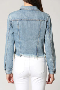 Cropped Fitted Frayed Bottom Jacket