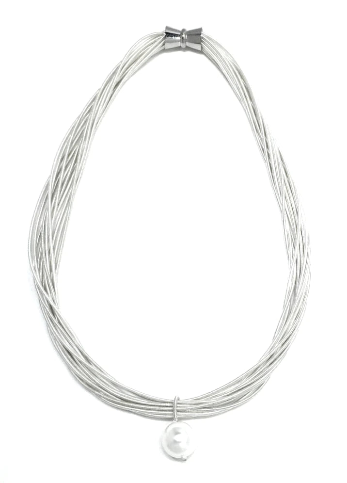 Piano Wire White Pearl Necklace